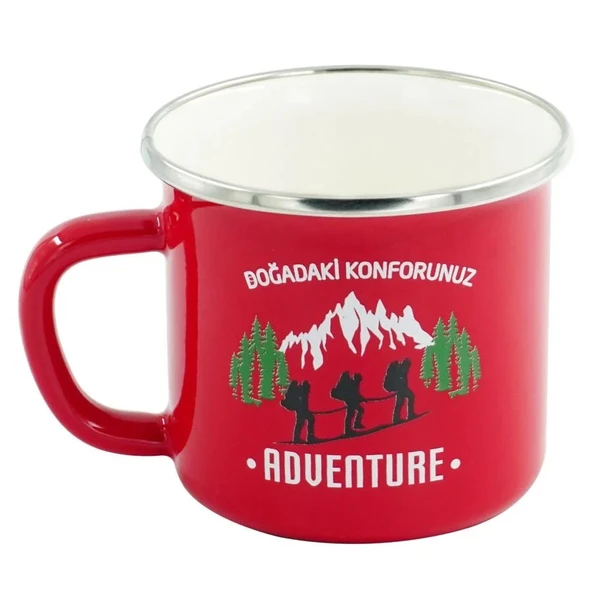 Orcamp Retro Emaye Kupa Kırmızı Adventure 330 cc ürün görseli 1
