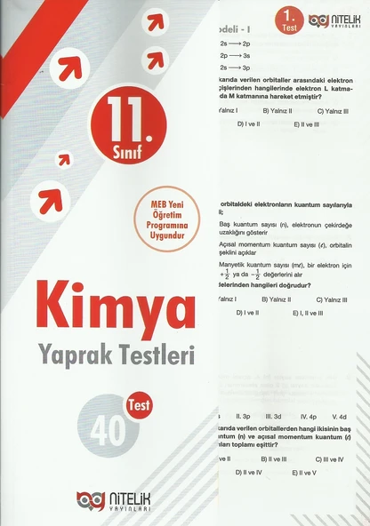 NİTELİK 11.SINIF KİMYA YAPRAK TEST ürün görseli 1