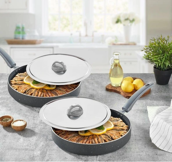 Eda granit balık tavası - 32 cm kapaklı balık tavası ürün görseli 1