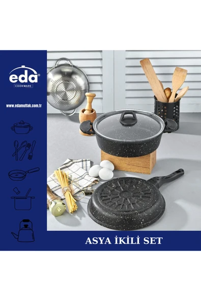 Eda granit 2 li asya tencere tava seti 26+26 cm. ürün görseli 1