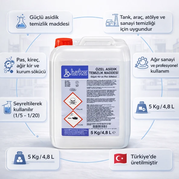 Birka Özel Asidik Temizleyici 5 Kg – Ağır Kir ve Pas Temizleyici (Profesyonel Kullanım) ürün görseli 1