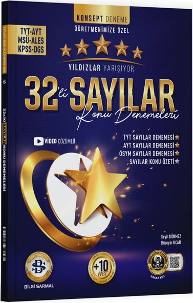 Bilgi Sarmal YKS TYT AYT MSÜ ALES KPSS DGS Sayılar Yıldızlar Yarışıyor 32 li Konu Denemeleri Bilgi Sarmal Yayınları ürün görseli 1