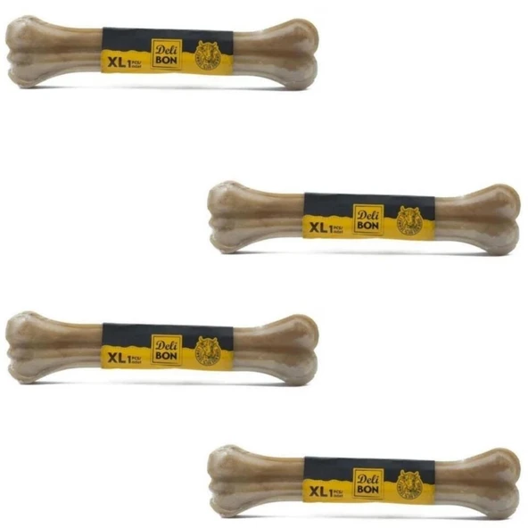 Delibon Deri Pres Vakumlu Kemik Köpek Ödülü Naturel 27 Cm x 4 Adet ürün görseli 1