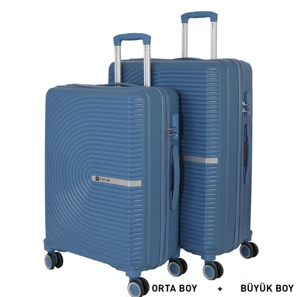 Mçs Valiz Büyük ve Orta Kırılmaz PP Silikon Sky Blue ürün görseli 1
