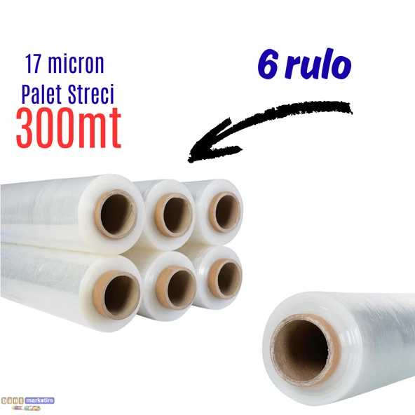 Palet Ambalaj Streci Streç Film 50cm*300metre 6adet (1koli) ürün görseli 1