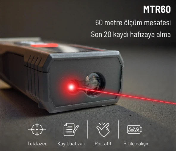 Texta MTR60 Klipsli Lazerli Mesafe Ölçer - Resim 5