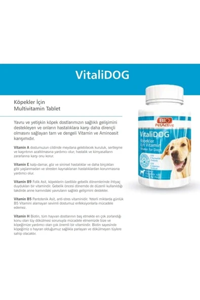 Biopetactive Vitalidog Köpekler Için Multivitamin Tableti 150 Adet 75 Gr ürün görseli 1