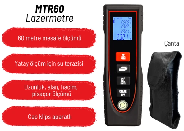 Texta MTR60 Klipsli Lazerli Mesafe Ölçer - Resim 3