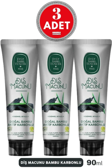 Eyüp Sabri Tuncer Doğal Bambu Aktif Karbonlu Diş Macunu 90 ml x 3 Adet ürün görseli 1