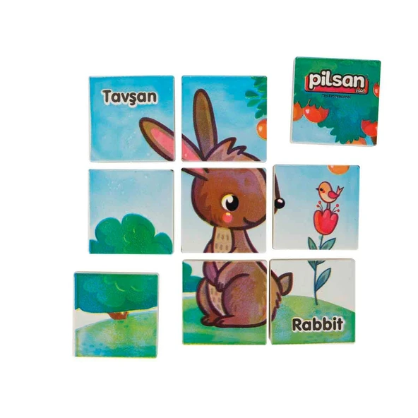 Pilsan Hayvan Serisi 9 Parça Puzzle Set 03-355-Taba Tavşan ürün görseli 1