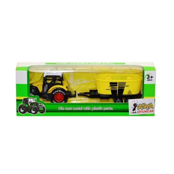 Asya Oyuncak 18 Cm Römorklu Metal Traktör 955-167-Sarı ürün görseli 1