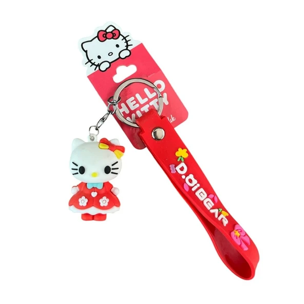 Sasta Lisanslı Silikon Anahtarlık 582648-Kırmızı Hello Kitty ürün görseli 1