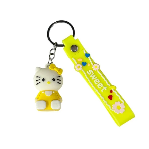 Renkli Silikon Anahtarlıklar-Sarı Hello Kitty ürün görseli 1