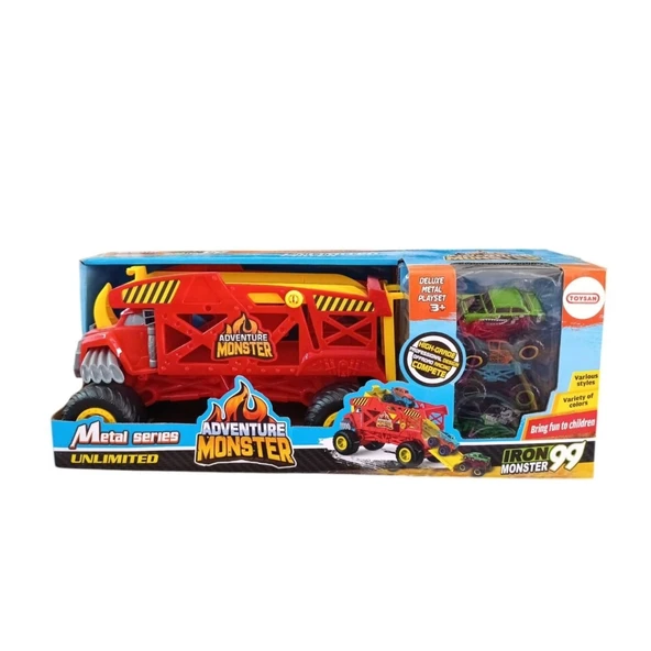 Toysan Taşıyıcı Araba Seti 3 Metal Arabalı Sq80992-1-Kırmızı ürün görseli 1