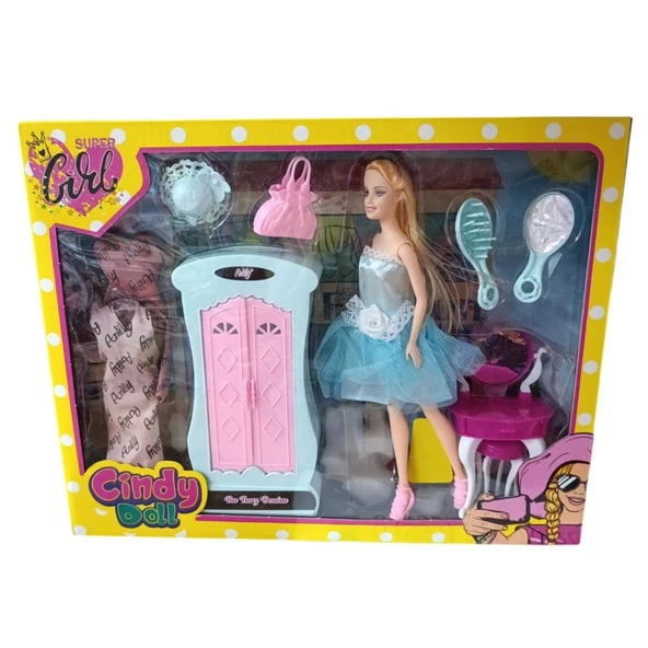 Oydaş Oyuncak Cindy Doll Dolaplı Makyaj Masalı Bebek Oyd-02453 ürün görseli 1