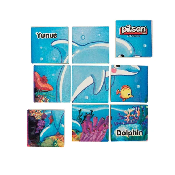 Pilsan Hayvan Serisi 9 Parça Puzzle Set 03-355-Mavi Yunus ürün görseli 1