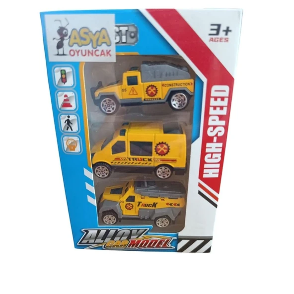 Asya Oyuncak 3Lü Metal Die-Cast İnşaat Araçları 600-2 ürün görseli 1