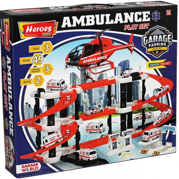 Hereos Toys Üç Katlı Çift Blok Ambulans Ern-2030 ürün görseli 1