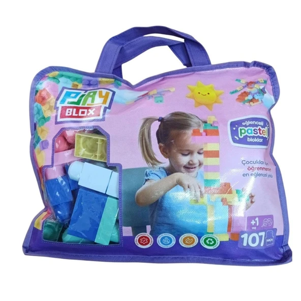 Play Blox Block Pastel 107 Pcs Bag Girls&Boys 2977-Mor Çantalı ürün görseli 1