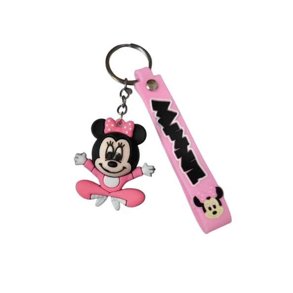 Renkli Silikon Anahtarlıklar-Pembe Minnie Mouse ürün görseli 1