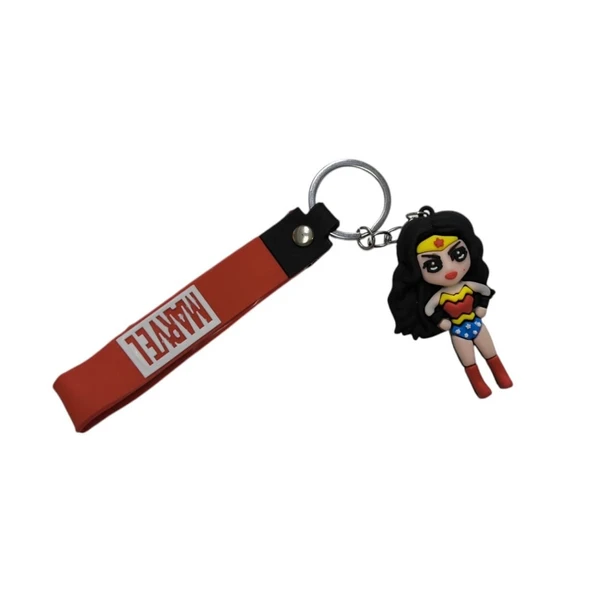 Renkli Silikon Anahtarlıklar-Kırmızı Wonder Woman ürün görseli 1