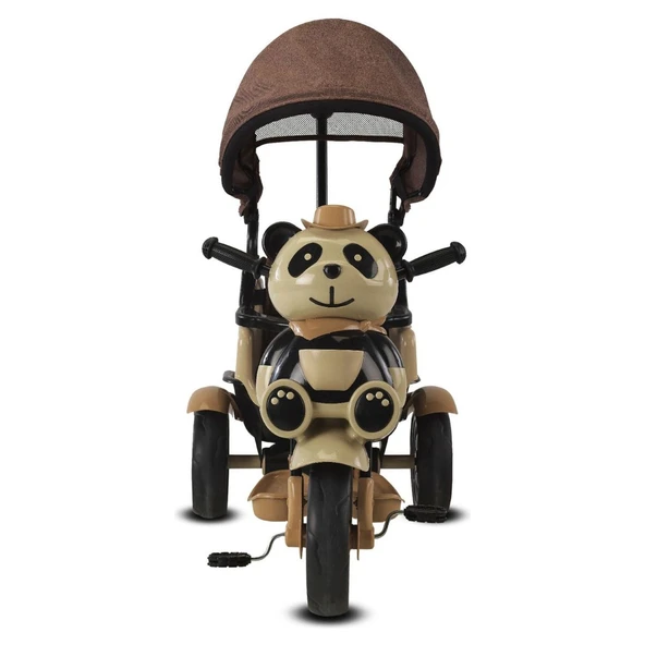 Babyhope 127 Little Panda Ebeveyn Kontrollü Tenteli Müzikli Tricycle Üç Teker Bisiklet-Kahve ürün görseli 1
