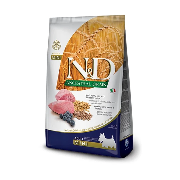 N&D Ancestral Grain Düşük Tahıllı Kuzu Etli ve Yaban Mersinli 2.5 kg Küçük Irk Yetişkin Köpek Maması ürün görseli 1