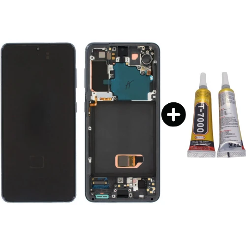 Samsung Galaxy S21 SM-G991 Uyumlu Çıtalı Yan Sanayidir Lcd Ekran Dokunmatik Siyah + B7000 ürün görseli 1