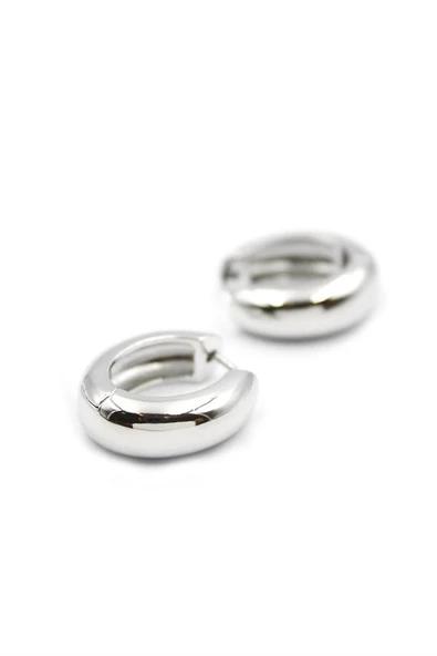 Oval Halka Küpe - Gümüş - Resim 2