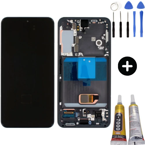 Samsung Galaxy S22 SM-S901 Uyumlu Çıtalı Yan Sanayidir Lcd Ekran Dokunmatik Siyah + Montaj Seti ürün görseli 1