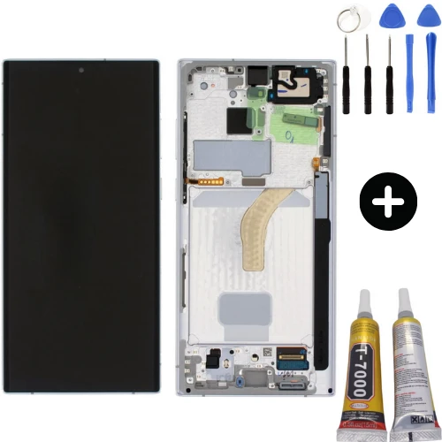 Samsung Galaxy S22 Ultra SM-S908 Uyumlu Çıtalı Lcd Ekran Dokunmatik Beyaz + Montaj Seti ürün görseli 1