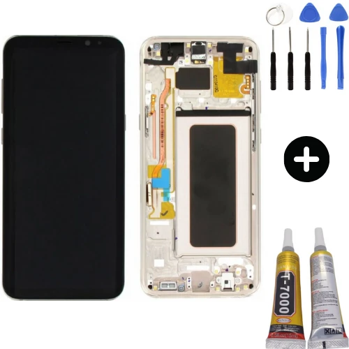 Samsung Galaxy S8 Plus SM-G955 Uyumlu Çıtalı Yan Sanayidir Lcd Ekran Dokunmatik Gold + Montaj Seti ürün görseli 1