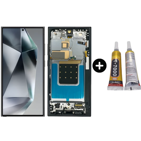 Samsung Galaxy S24 Ultra SM-S928 Uyumlu Çıtalı HK Lcd Ekran Dokunmatik Siyah + B7000 ürün görseli 1