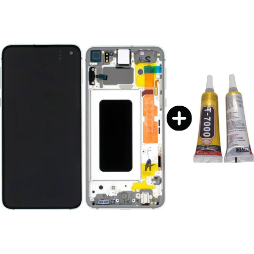 Samsung Galaxy S10E SM-G970 Uyumlu Çıtalı Lcd Ekran Dokunmatik Beyaz + B7000 ürün görseli 1