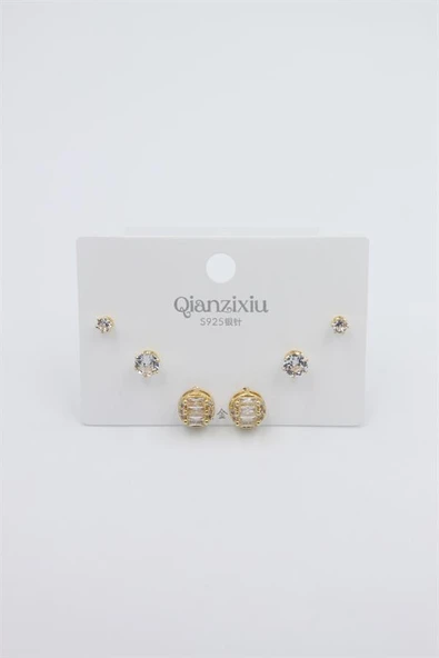 Çoklu Set Küpe - Altın ürün görseli 1