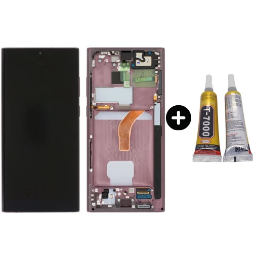 Samsung Galaxy S22 Ultra SM-S908 Uyumlu Çıtalı HK Lcd Ekran Dokunmatik Kırmızı + B7000 ürün görseli 1