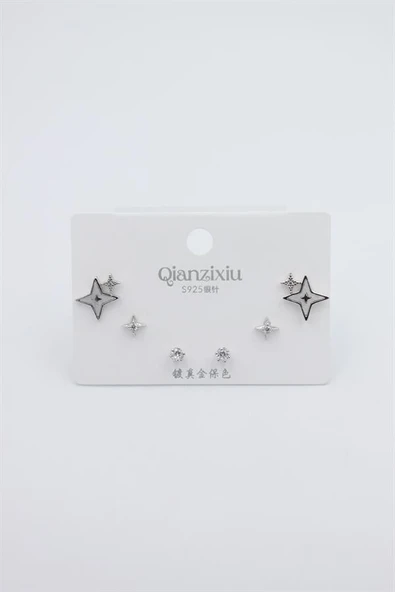 Çoklu Set Küpe - Gümüş ürün görseli 1