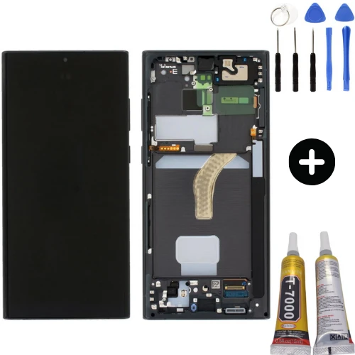 Samsung Galaxy S22 Ultra SM-S908 Uyumlu Çıtalı OLED Lcd Ekran Dokunmatik Siyah + Montaj Seti ürün görseli 1