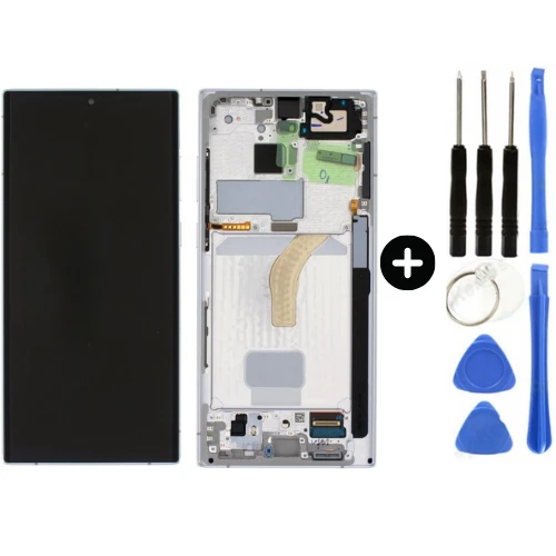 Samsung Galaxy S22 Ultra SM-S908 Uyumlu Çıtalı Lcd Ekran Dokunmatik Beyaz + Tamir Seti ürün görseli 1