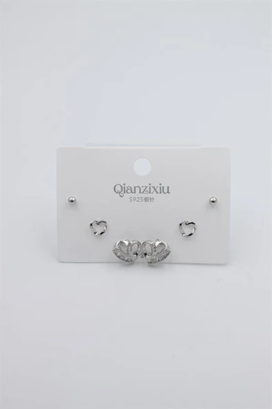 Çoklu Set Küpe - Gümüş - Resim 2