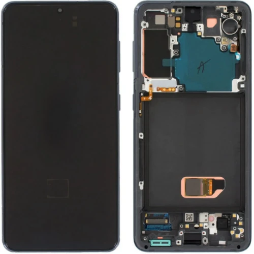 Samsung Galaxy S21 SM-G991 Uyumlu Çıtalı Lcd Ekran Dokunmatik Siyah ürün görseli 1
