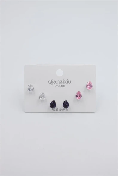 Çoklu Set Küpe - Gümüş - Resim 2