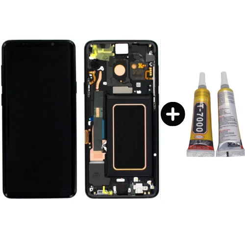Samsung Galaxy S9 Plus SM-G965 Uyumlu Çıtalı Yan Sanayidir Lcd Ekran Dokunmatik Siyah + B7000 ürün görseli 1