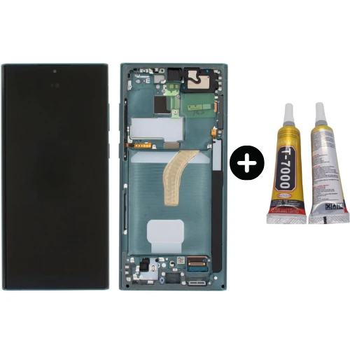 Samsung Galaxy S22 Ultra SM-S908 Uyumlu Çıtalı Lcd Ekran Dokunmatik Yeşil + B7000 ürün görseli 1
