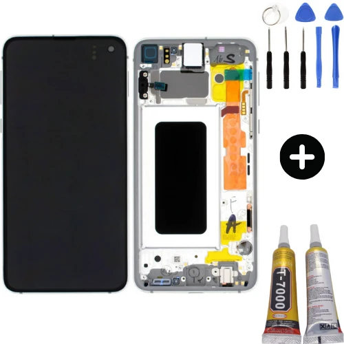 Samsung Galaxy S10E SM-G970 Uyumlu Çıtalı A Kalite Lcd Ekran Dokunmatik Beyaz + Montaj Seti ürün görseli 1