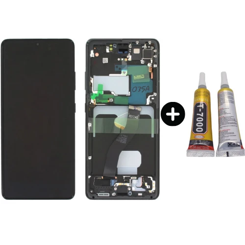 Samsung Galaxy S21 Ultra SM-G998 Uyumlu Çıtalı OLED Lcd Ekran Dokunmatik Siyah + B7000 ürün görseli 1