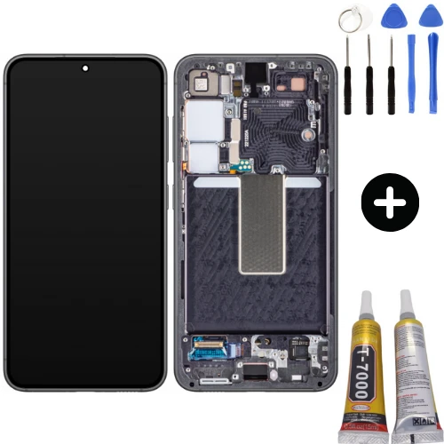 Samsung Galaxy S23 SM-S911 Uyumlu Çıtalı Yan Sanayidir Lcd Ekran Dokunmatik Siyah + Montaj Seti ürün görseli 1