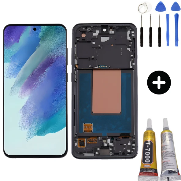 Samsung Galaxy S24 Fe SM-S721 Uyumlu Çıtalı HK Lcd Ekran Dokunmatik Siyah + Montaj Seti ürün görseli 1