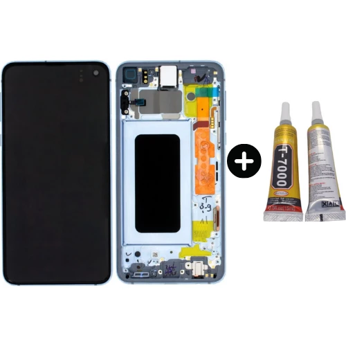 Samsung Galaxy S10E SM-G970 Uyumlu Çıtalı HK Lcd Ekran Dokunmatik Mavi + B7000 ürün görseli 1