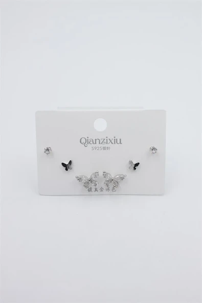 Çoklu Set Küpe - Gümüş - Resim 2